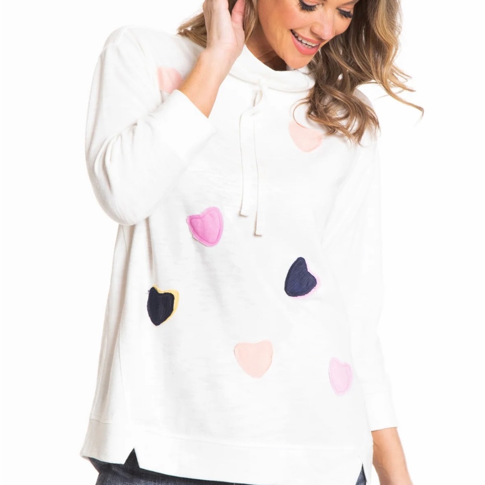 Tru luxe heart appliqué top